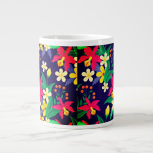 Farbenfrohes exotisches Blumen-Blatt-Muster-23021 Jumbo-Tasse