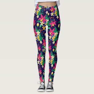 Farbenfrohes exotisches Blumen-Blatt-Muster-23021 Leggings