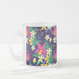 Farbenfrohes exotisches Blumen-Blatt-Muster-23021 Mattglastasse