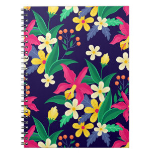 Farbenfrohes exotisches Blumen-Blatt-Muster-23021 Notizblock
