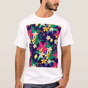 Farbenfrohes exotisches Blumen-Blatt-Muster-23021 T-Shirt