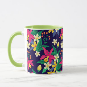 Farbenfrohes exotisches Blumen-Blatt-Muster-23021 Tasse