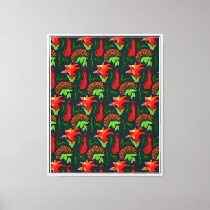 Farbenfrohes exotisches Blumen-Blatt-Muster Leinwanddruck