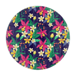 Farbenfrohes exotisches Blumenmuster-23021 Schneidebrett