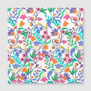 Farbenfrohes exotisches Blumenmuster-23147 Magnetkarte