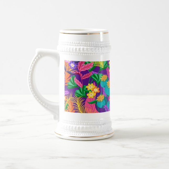 Farbenfrohes exotisches Blumenmuster-23148 Bierglas (Links)