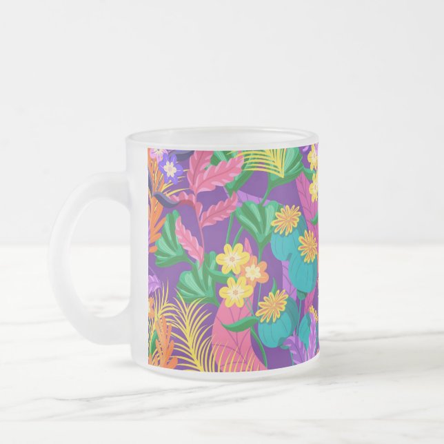 Farbenfrohes exotisches Blumenmuster-23148 Mattglastasse (Links)
