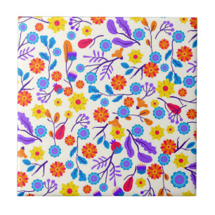 Farbenfrohes exotisches Blumenmuster-23165 Fliese