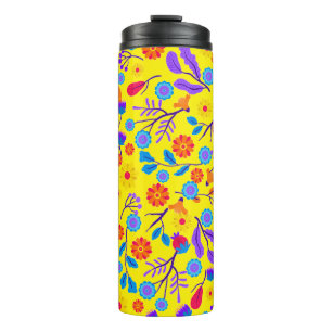 Farbenfrohes exotisches Blumenmuster-23165 Thermosbecher