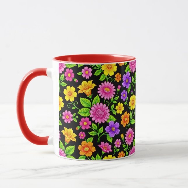 Farbenfrohes exotisches Blumenmuster-35681 Tasse (Links)