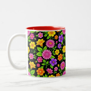 Farbenfrohes exotisches Blumenmuster-35681 Zweifarbige Tasse