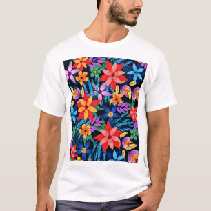 Farbenfrohes exotisches Blumenmuster-68578 T-Shirt