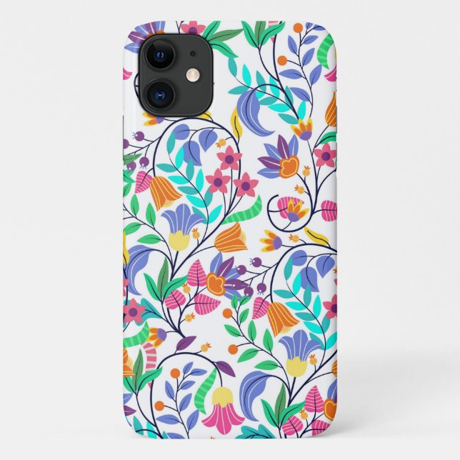 Farbenfrohes exotisches Blumenmuster Case-Mate iPhone Hülle (Rückseite)