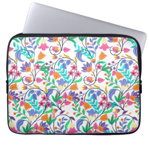 Farbenfrohes exotisches Blumenmuster Laptopschutzhülle