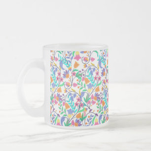 Farbenfrohes exotisches Blumenmuster Mattglastasse
