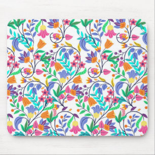 Farbenfrohes exotisches Blumenmuster Mousepad
