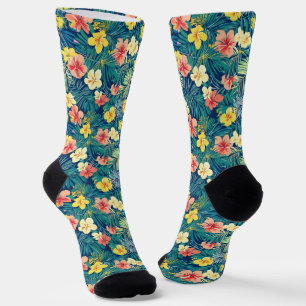 Farbenfrohes exotisches Blumenmuster Socken