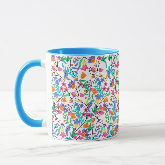 Farbenfrohes exotisches Blumenmuster Tasse (Links)