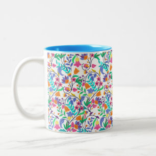 Farbenfrohes exotisches Blumenmuster Zweifarbige Tasse