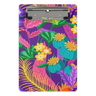 Farbenfrohes exotisches Blumenmusterdesign Mini Klemmbrett