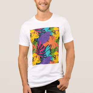 Farbenfrohes exotisches tropisches Blätter Muster Tri-Blend Shirt