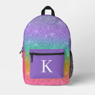 Farbenfrohes falsches Glitter Monogramm Mädchen Bedruckter Rucksack