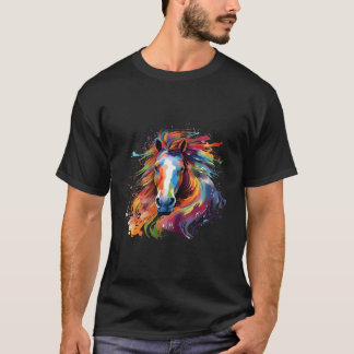 Farbenfrohes Färöer-Pony-Pferd-Splash T-Shirt