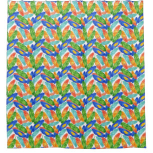 Farbenfrohes Feder Muster — Nahtloses Aquarell Duschvorhang