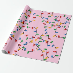 Farbenfrohes Festliches Weihnachtslichter Muster R Geschenkpapier
