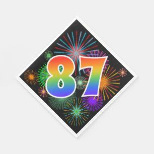 Farbenfrohes Feuerwerk + Regenbogenmuster "87" Ere Serviette