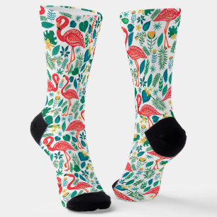 Farbenfrohes Flamingos tropische Blumen Muster Socken