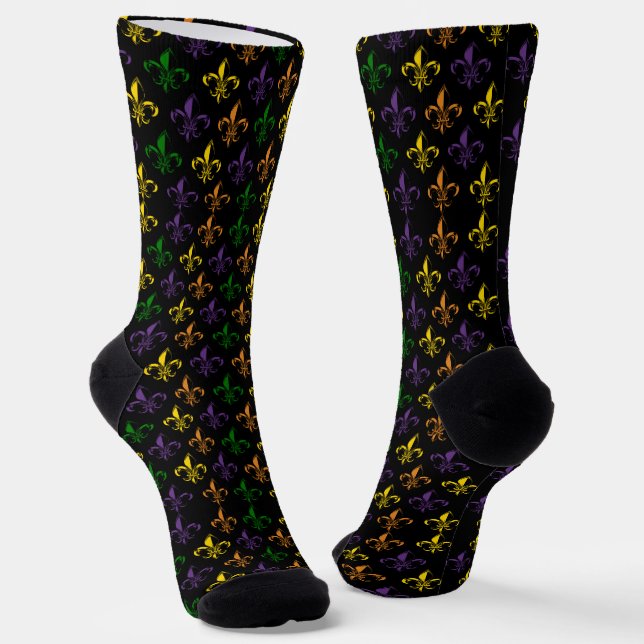 Farbenfrohes fleur-de-lis nahtloses Muster Socken (Gewinkelt)