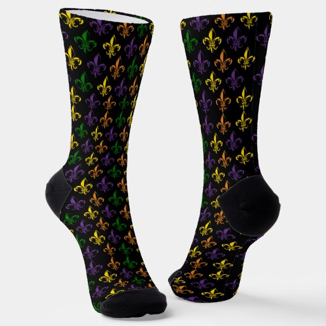 Farbenfrohes fleur-de-lis nahtloses Muster Socken (Gewinkelt)