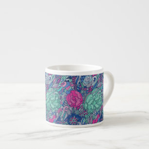 Farbenfrohes florales Doodle-Muster Espressotasse
