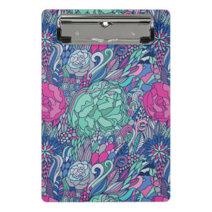 Farbenfrohes florales Doodle-Muster Mini Klemmbrett