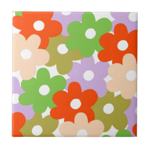 Farbenfrohes Florales Einfaches Tropisches Blumenm Fliese