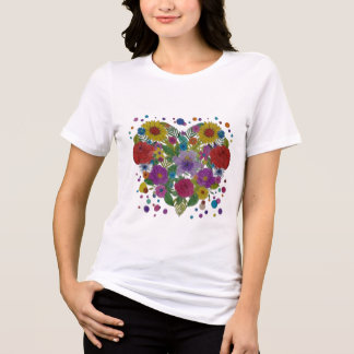 Farbenfrohes Florales Herz T-Shirt | Blumen Herz G Tri-Blend Shirt