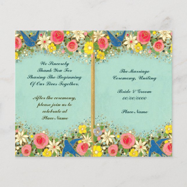 farbenfrohes florales Hochzeitsprogramm (Vorderseite)