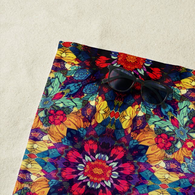 farbenfrohes florales Mandala Strandtuch (Beispiel)