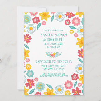 Farbenfrohes florales Muster Ostern Brunch-Suche Einladung