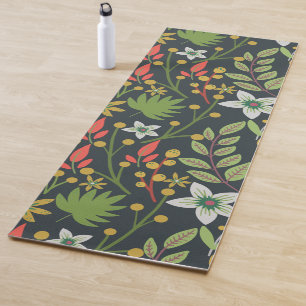 Farbenfrohes florales nahtloses Muster Blumen und Yogamatte
