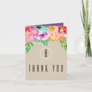 Farbenfrohes Florales Rustikales Modernes Kraft Da Dankeskarte