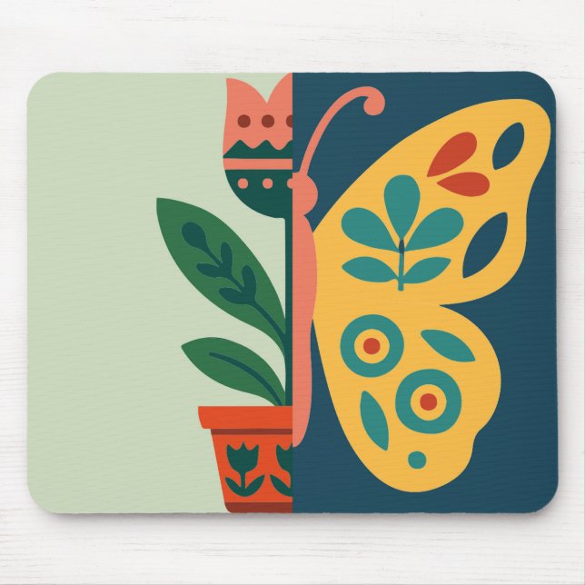 Farbenfrohes florales und Schmetterling-geteiltes  Mousepad (Vorne)
