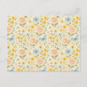 Farbenfrohes, florales Vintage-Muster mit Schmette Feiertagspostkarte