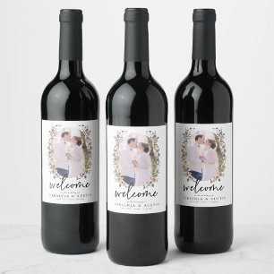 Farbenfrohes florales Weinlabel Weinetikett