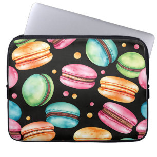 Farbenfrohes französisches Macaron-Wasserfarbmuste Laptopschutzhülle