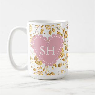 Farbenfrohes Frühlingsblumen-Aquarell-Muster-Monog Kaffeetasse