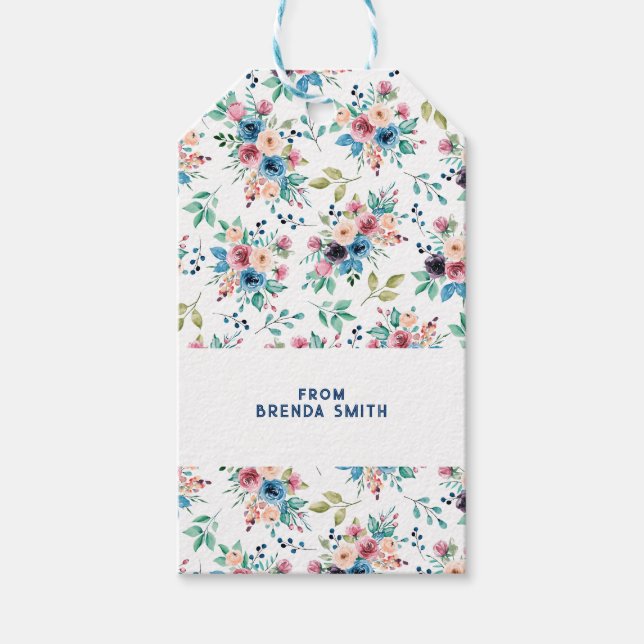 Farbenfrohes Frühlingsblumenmuster Geschenkanhänger (Vorderseite)