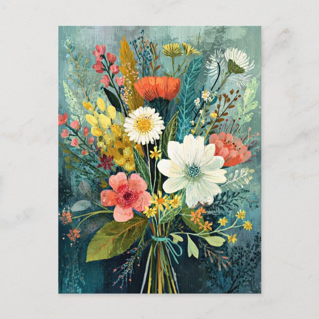 Farbenfrohes Frühlingsbouquet Postkarte (Vorderseite)