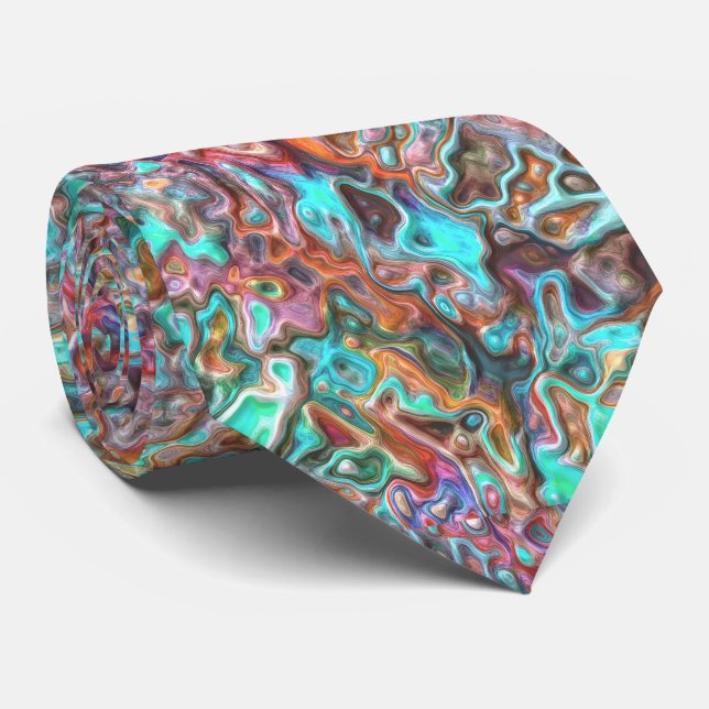 Farbenfrohes Funky-Fun-3D-Blur-Wellen-Muster Krawatte (Gerollt)